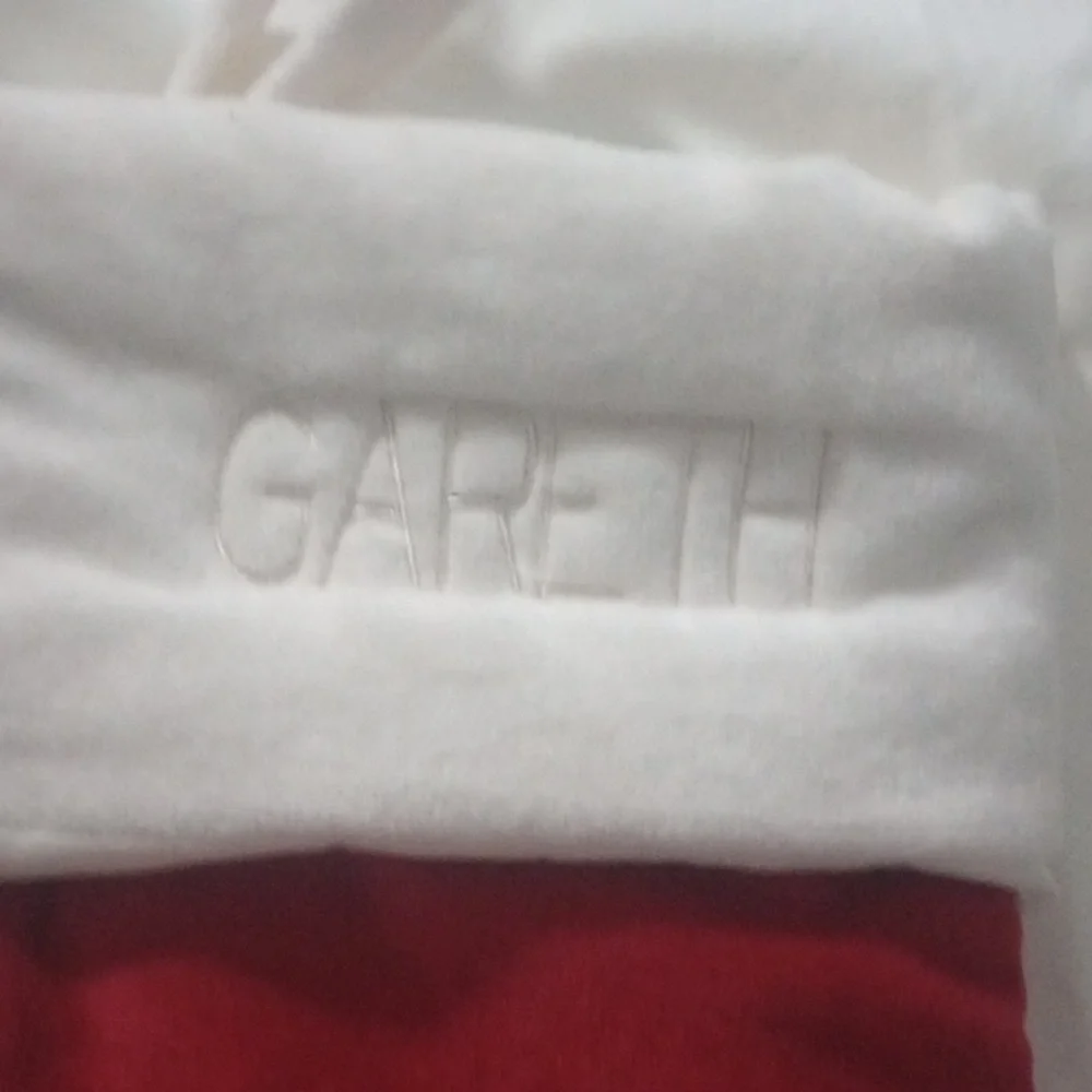 West elm “Gareth” red and cream velvet Christmas stocking